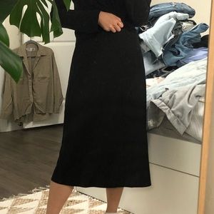 Forever21 Black Satin Midi Skirt